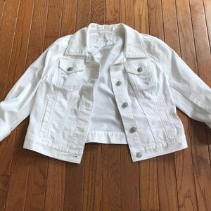 NWT LOFT Cropped White Denim Jacket